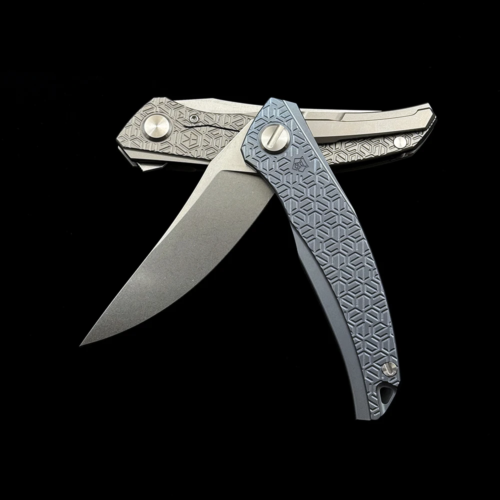Shirogorov Quantum Cromax PM Blade Titanium Alloy Handle Folding Knife Outdoor Camping Hunting Pocket EDC Tool Knife 4