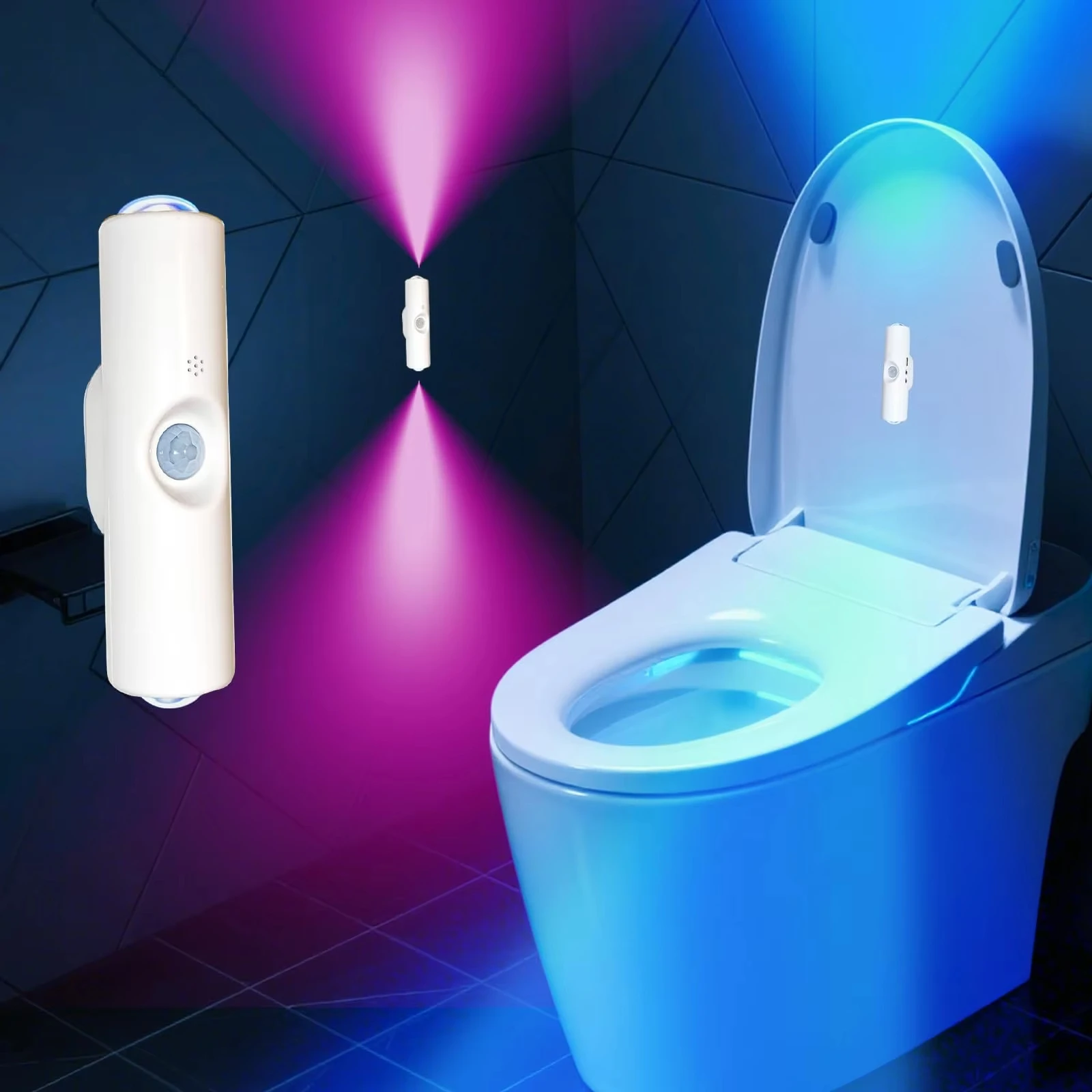 Motion Sensor Night Light 7 Color Change LED Wireless Wall Lamp Magnetic Rechargeable Spotlight for Bathroom Bedroom Living Room