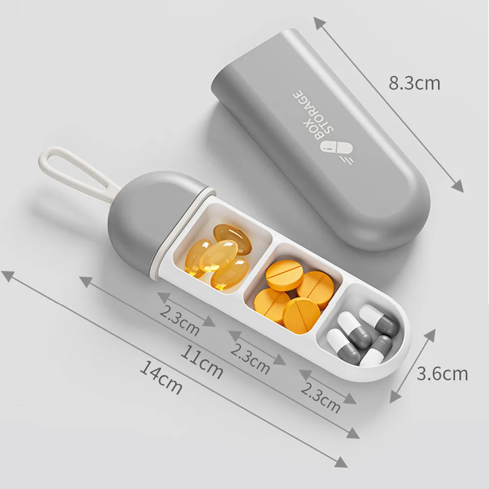 Portable Colorful 3 Spaces Medicine Case Health Care Container Case Pill Box Splitters Travel Pill Box Tiny Box Easy to Carry Best Sellers In Beauty & Health