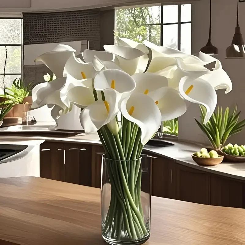 5/10 Stück Realistische Weiße Calla-Lilien Brautstrauß PU Calla Kunstblumen Heim Schlafzimmer Tischdekoration Fotografie-Requisite