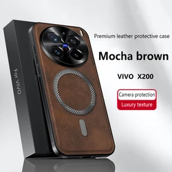 Premium Magnetic Leather Texture Back Cover Case for Smartphones with Magsafe Compatibility (Brown)
