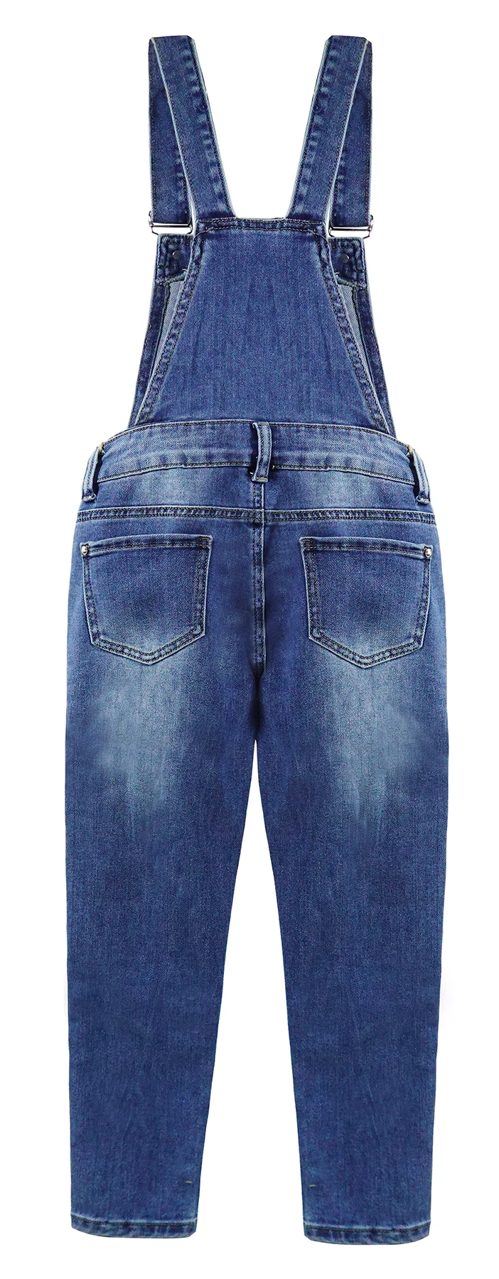 KIDSCOOL SPACE Boy Girl Overalls, Irregular Pockets Slim Denim Jumpsuit,Blue