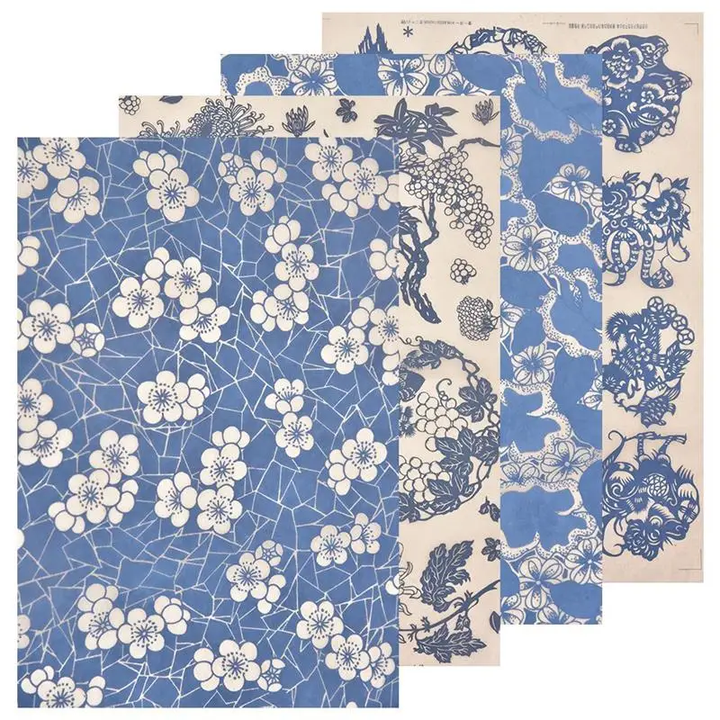 4 Sheets Ceramics Underglaze Transfers and White Stickers Transfer Paper Transfer for Pottery Ceramics Delicate Decal Decoration