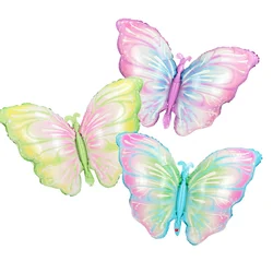Elegant Pink Daisy and Butterfly Foil Balloons - As shown (Mix - 3pcs)
