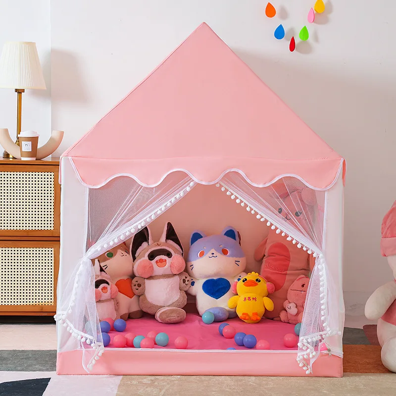 1.35 Meter Large Children Toy Tent  Wigwam Folding Kids Tents Tipi Baby Play House Girls Pink Princess Castle Child Room Decor 3