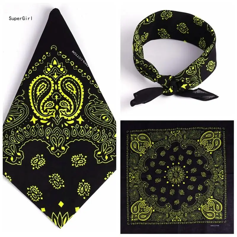 

Ethnic Double Paisley Floral Unisex Cotton Square Scarf Motorcycle Headband Bandana Hip-Hop Wristband Neck Tie