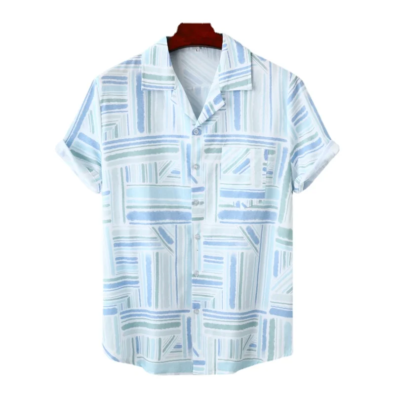 

Digital Printed Hawaiian Beach Shirt for Men Summer Short Sleeve 3XL Aloha Shirts Mens Holiday Vacation Clothing Chemise Tops