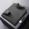 Autumn and Winter solid color sweater men's elastic comfortable warm cold-resistant top fashion casual half turtleneck sweater 5