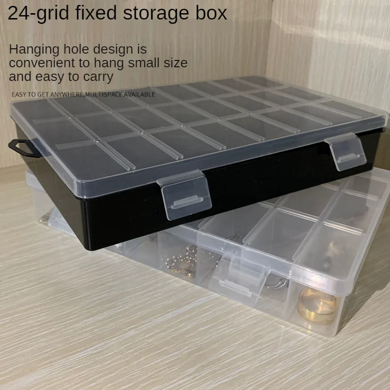 24 Compartments Plastic Storage Box Jewelry Earring Beads Screw Accessories Classification Fixed Display Storage Box Organizer