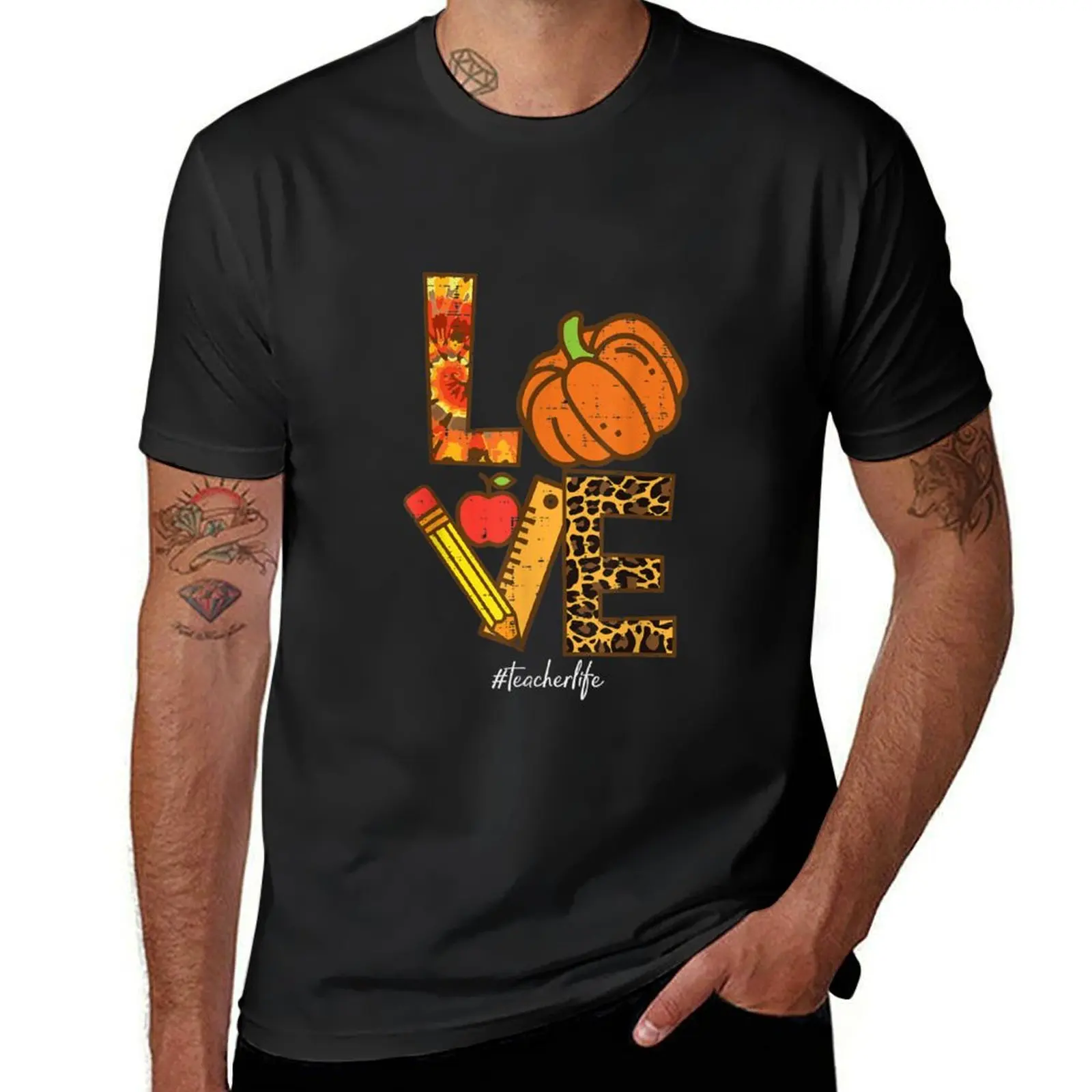 

Peace Love Fall Pumpkins Vintage Truck Thanksgiving T-Shirt animal prinfor boys korean fashion cute tops Men's t-shirt