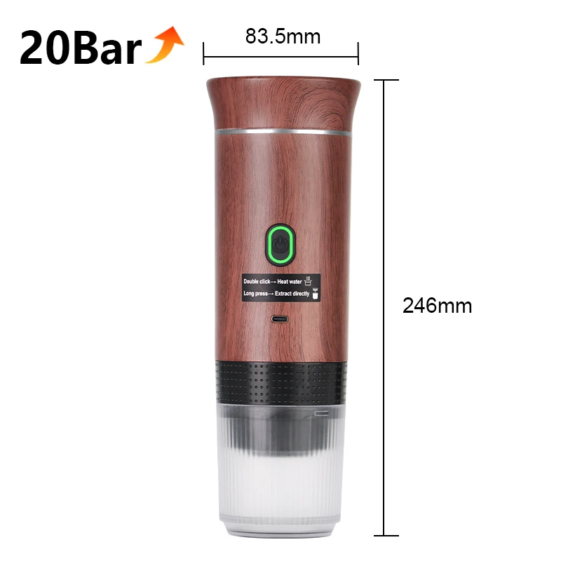 Drahtlose elektrische tragbare Espressomaschine für Auto und Zuhause, Camping, Kaffeemaschine, 3-in-1-Kapselpulver-Reise-Kaffeemaschine