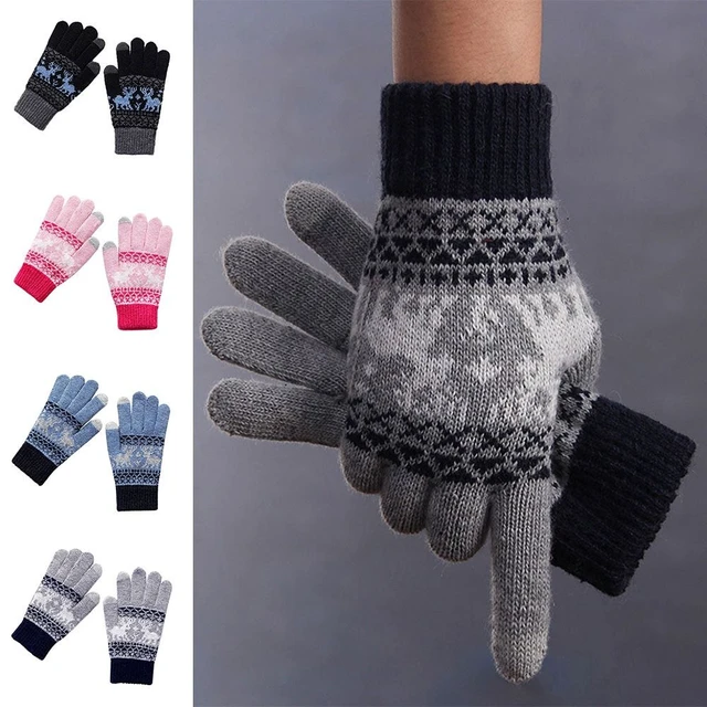 Gants tricotés pour filles, pour conduire en hiver, pour l'extérieur,  moufles à tous les doigts