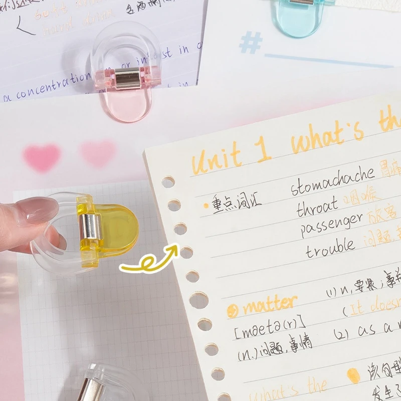 12pcs Cute Multifunctional Clip Calendar Long Tail Bills Clip Binding File Transparent Stainless Binding Handbook