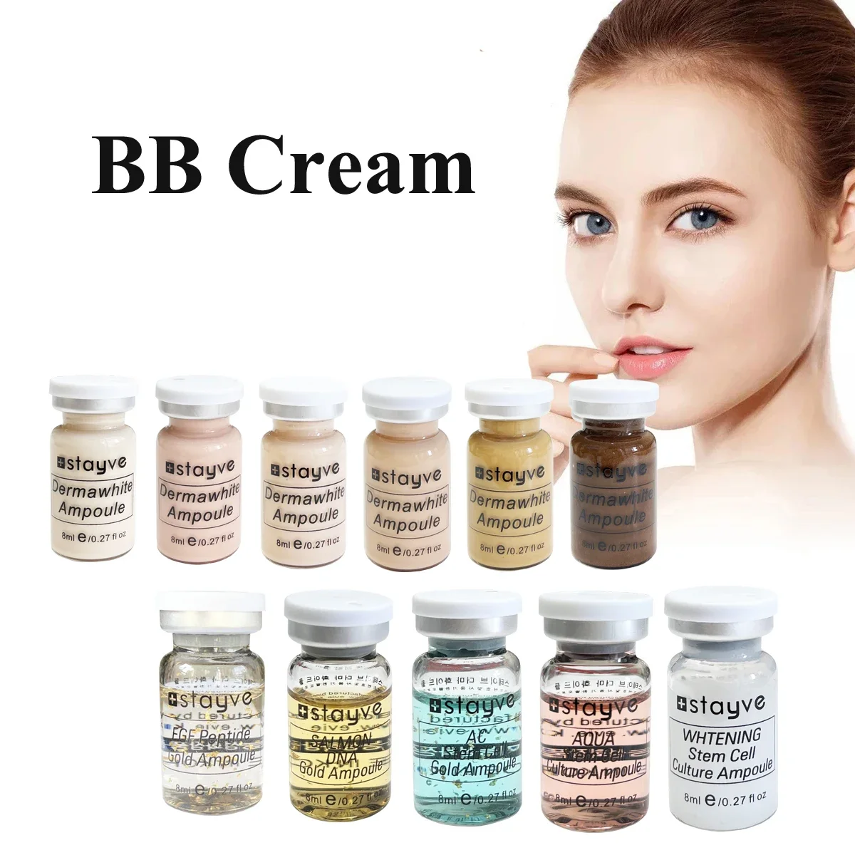 8ml Stayve BB Cream Glow Facial Serum Ampoule Essence Foundation Beginner Starter Kit Niacinamide/Peptide Face Skin Care, face skin care kit,facial serum essence