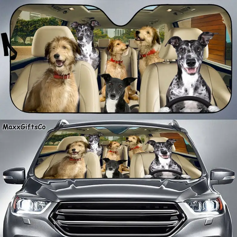 

Lurcher Car Sun Shade, Lurcher Windshield, Dogs Family Sunshade, Dogs Car Accessories, Car Decoration, Gift For Dad, Mom