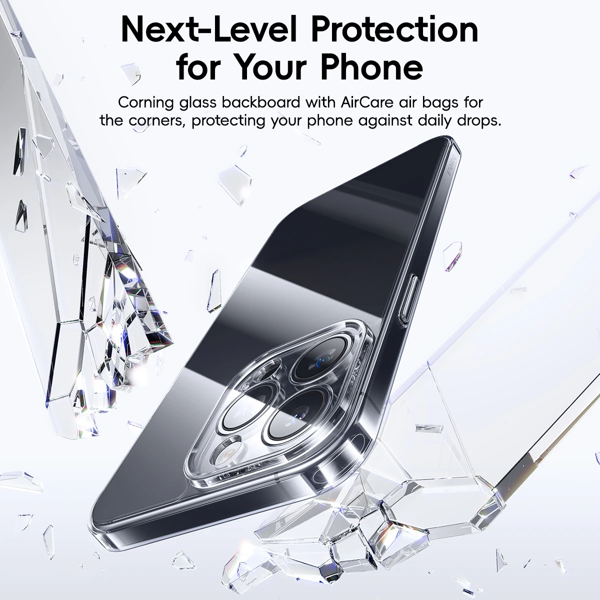 Baseus Tempered Glass Case for iPhone 17 16 15 Pro Max Clear Hard Tough Corning Gorilla Glass Case for iPhone 17 16 Pro Max Case
