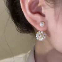 2023 New French Retro Imitation Pearl Ball Stud Earrings For Women Fashion Jewelry Elegant Simple Accessories Gifts Wholesale - Image 3