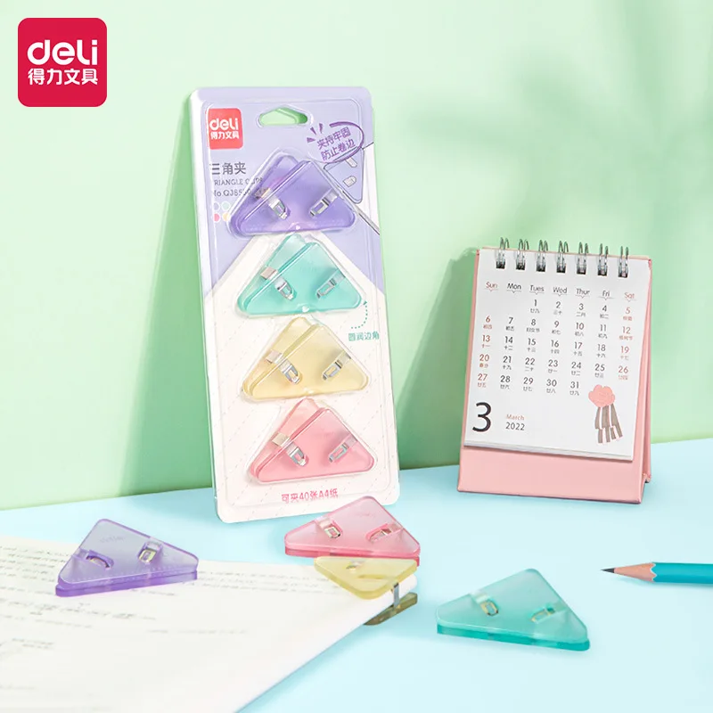 4 PCS Corner Paper Clip Set Transparent Color Anti Skip Book Documents Binding Clips School Office Stationery