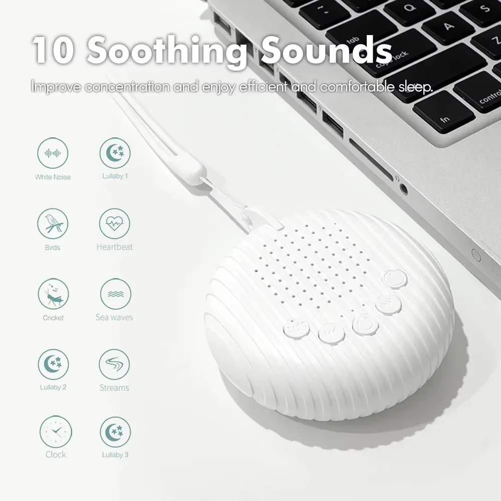 10 Songs White Noise Sound Machine Portable Baby Sleep Machine Soothing Sounds Volume Adjustable Built in Rechargeable BatteryQ3 - Image 3