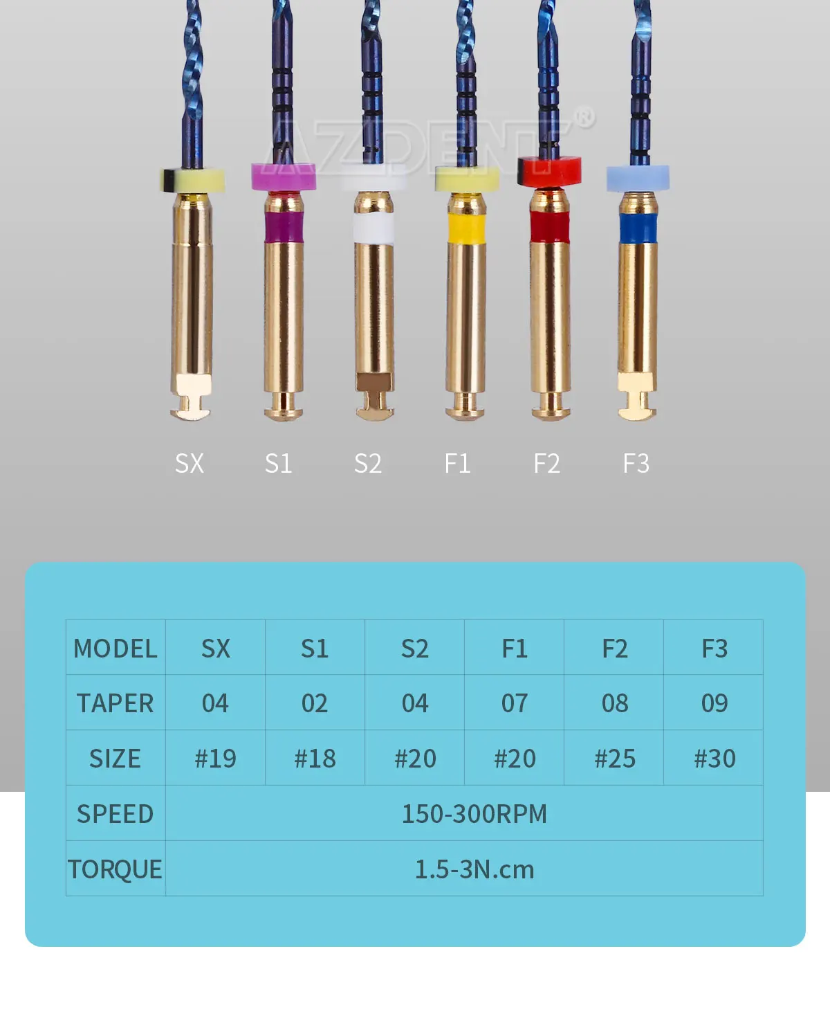 6 teile/schachtel AZDENT Dental Endodontie Gold Große Kegel Datei NITI Rotary Dateien Motor Verwenden 25mm Zahnmedizin Werkzeuge – Detail 16