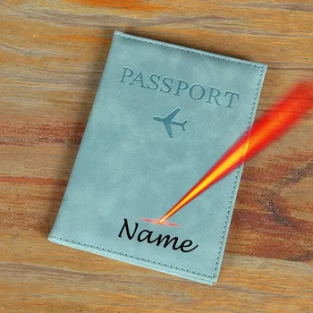 Nome con incisione laser Custodia per passaporto Portafoglio da viaggio Custodia in PU per passaporti Numero nomi personalizzati pasaporto