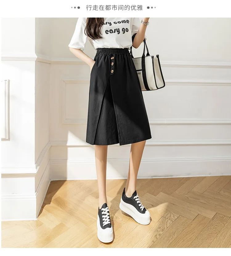 Wide-Legged Culottes Junior High School Students Summer Thin Loose Fashion Thin Casual Trousers Five-Point Shorts cute skirts