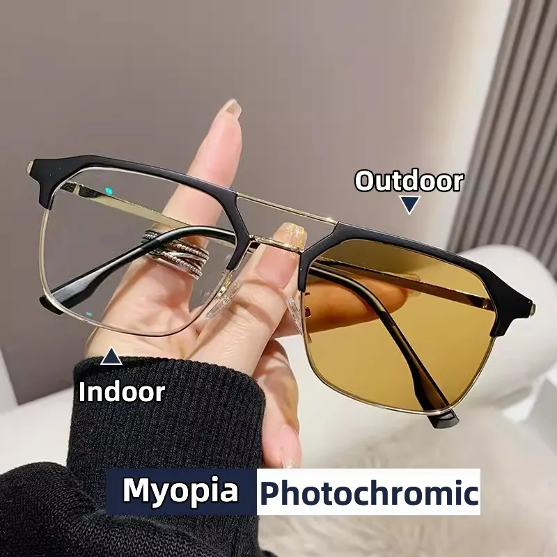 

Fashion Outdoor Photochromic Sunglasses Unisex Luxury Color Changing Finished Myopia Eyewear Men Women Minus Diopter Glasses