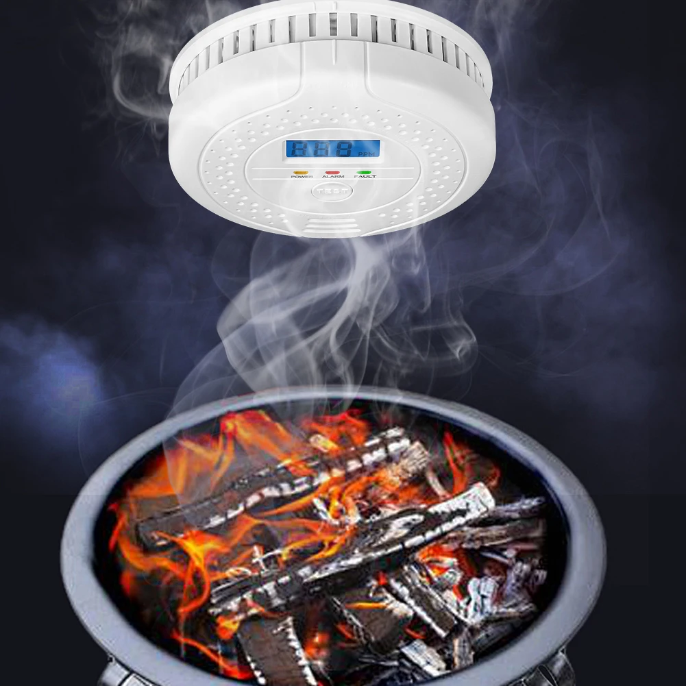 Digital Carbon Monoxide Detector Audible and Visual Alarm Battery Powered CO Alarm Warning Alarm Sensor for Home Warehouse