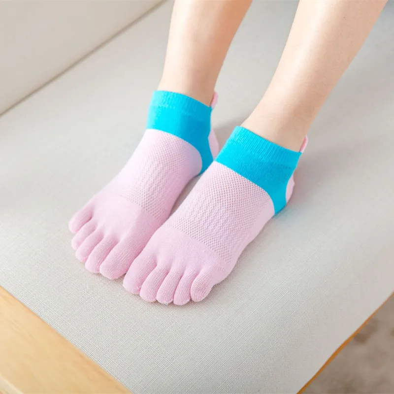 Toe Socks Women 100 Cotton Five Fingers Socks Breathable Cotton Sports Running Solid Color Yellow Blue Sock Female Sox New