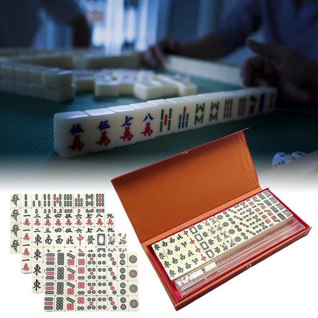 Chinese Mahjong with Wooden Box 9 x 6 x 2 inches (23x16.2x4.5