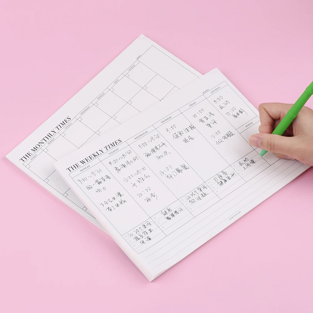 Big Size Weekly Monthly Planners Notebook Time Schedule Memo Pad To Do List Check Agenda Journal Aesthetic Stationery Notepad A4