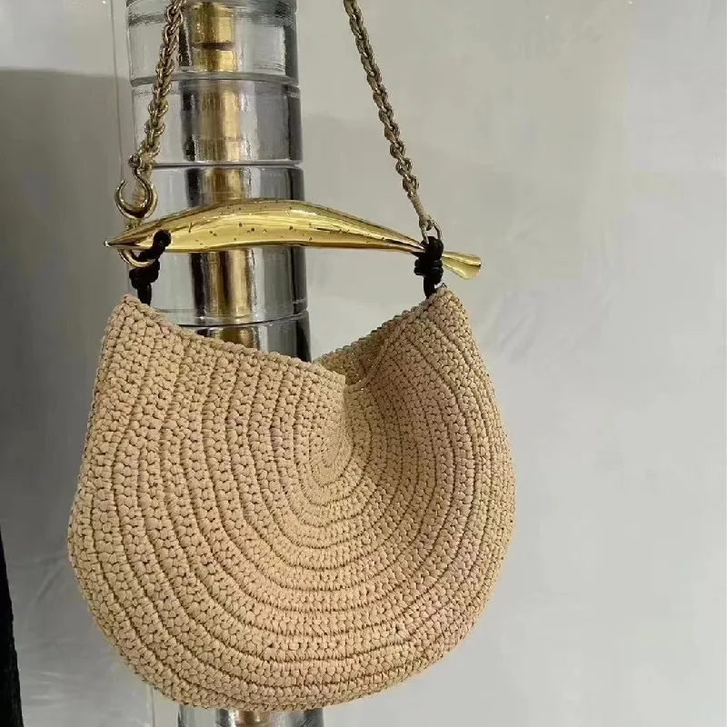 Hollow Out Tote Bags For Women Luxury Designer Handbag Purse New Weave big Shoulder Straw Beach Bag