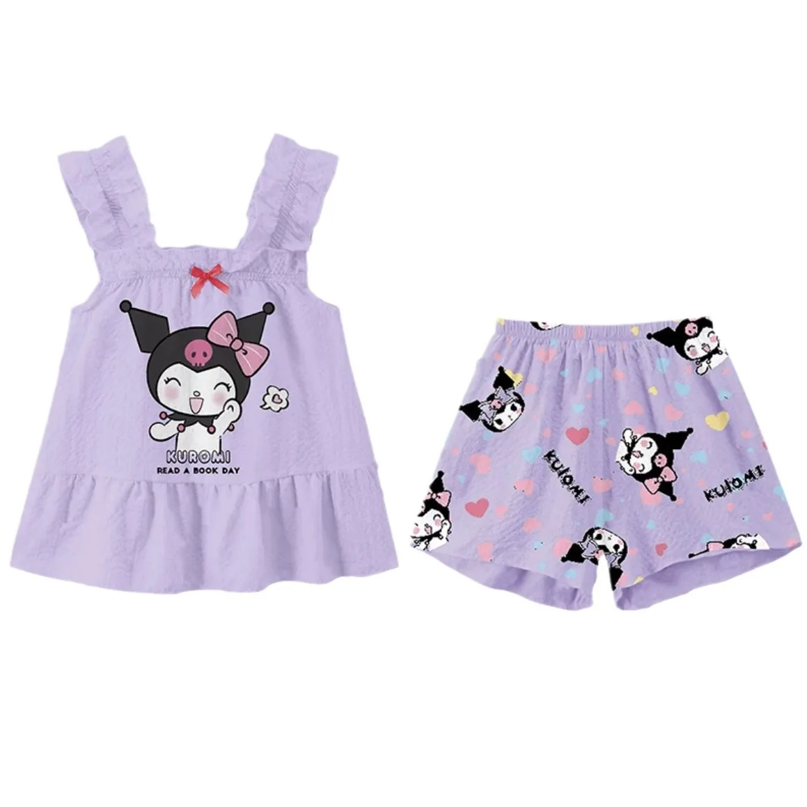 

Sanrio Anime Cinnamoroll Bow Pajamas Kawaii Kuromi My Melody Girls Sleeveless Home Clothes Cartoon Cute Babys Tops Toys for Kids