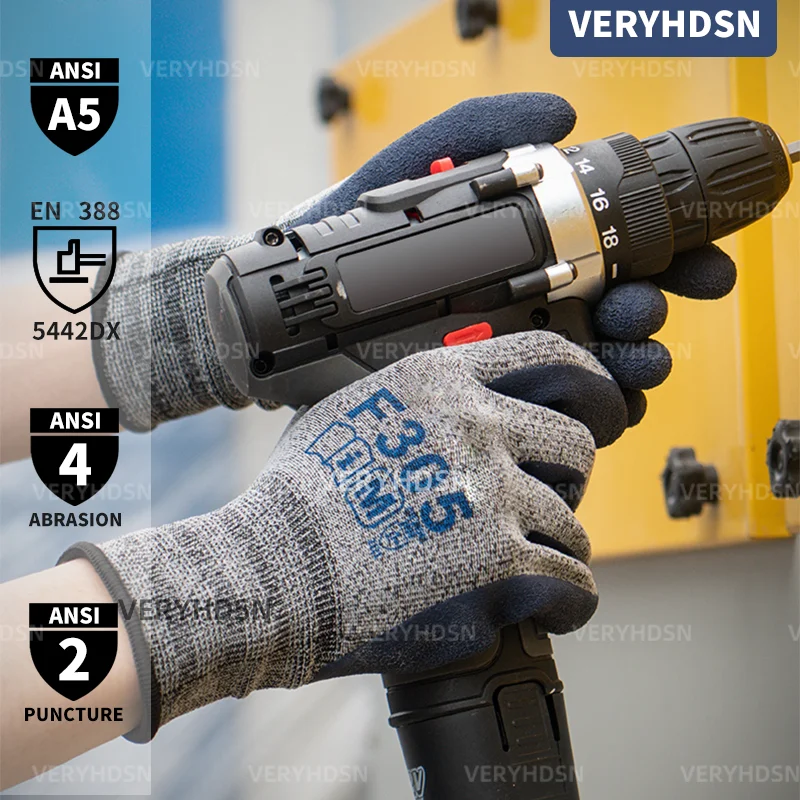 Durable & Breathable Safety Work Gloves anti cut gloves work gloves cut resistant gloves nitrile gloves protective gloves For Men&Women Multi-Purpose Firm Non-Slip Grip Cut-Resistant Nitrile Foam Coated 3pairs