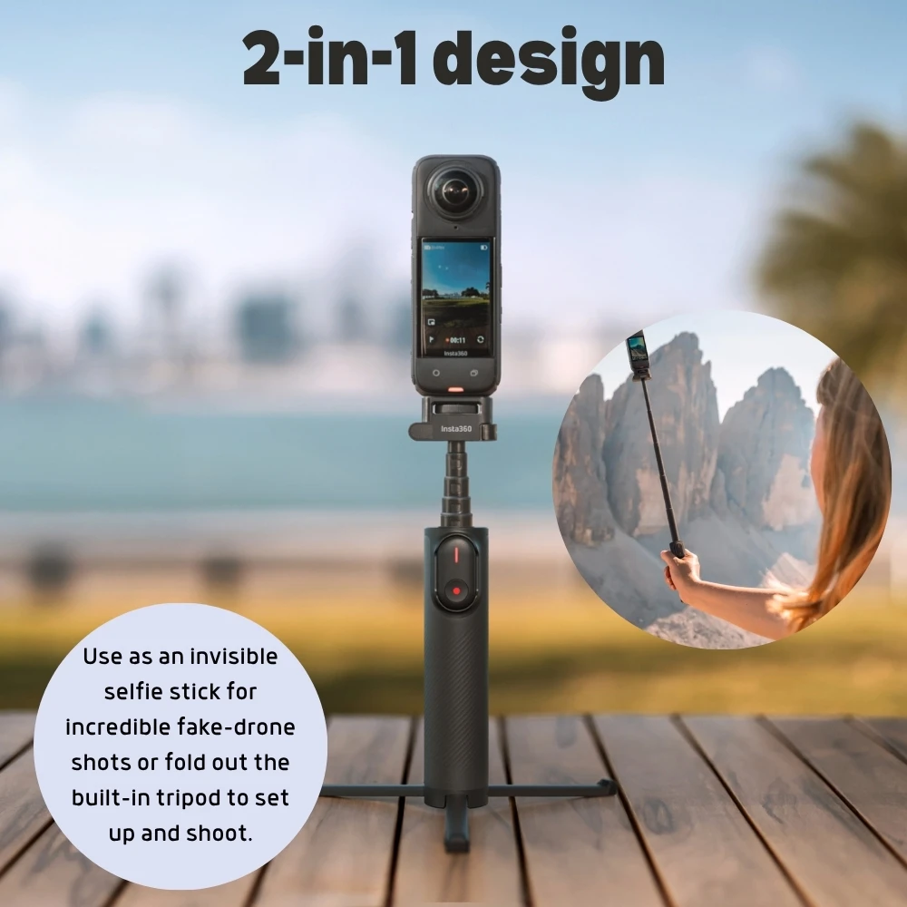 Perche Selfie Stick Trépied 2-en-1 pour GoPro, Télécommande Optionnelle