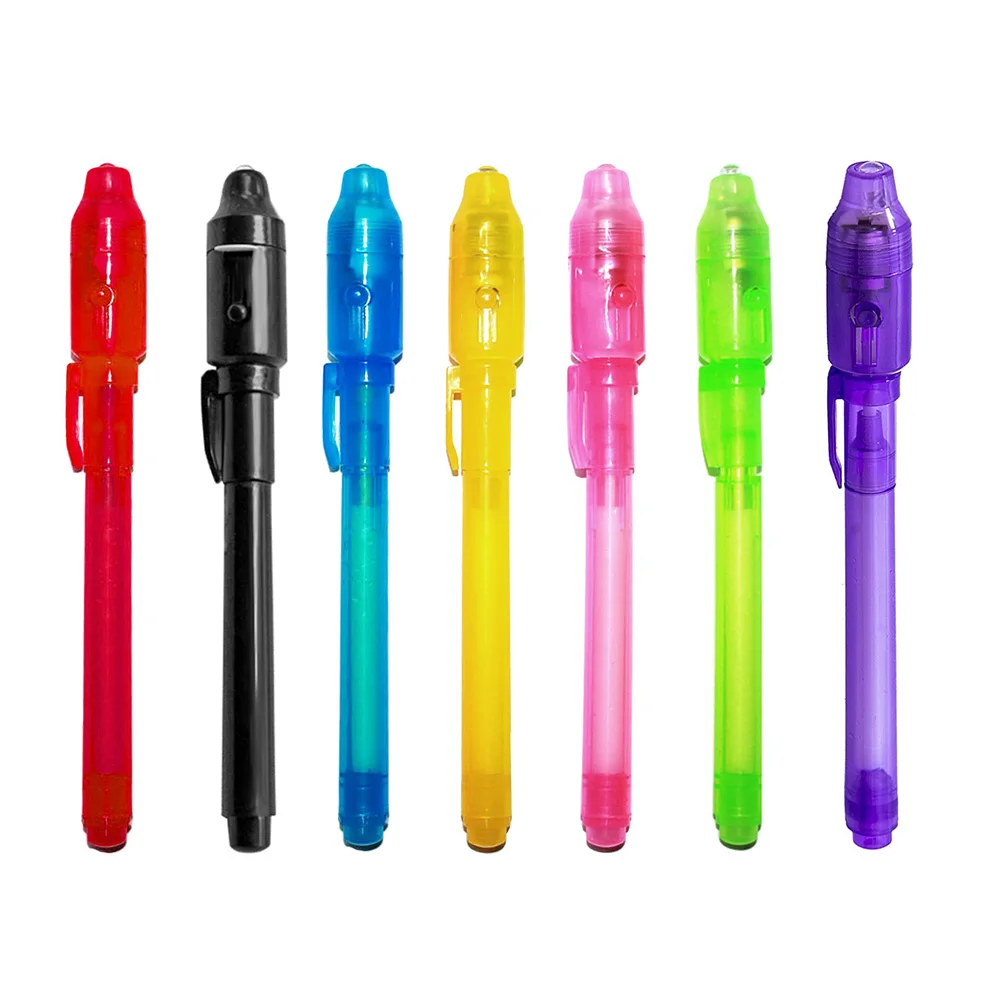 2 in 1 Luminous Light Invisible Ink Pen UV Check Money Drawing Magic Pens luminous ink pen toy