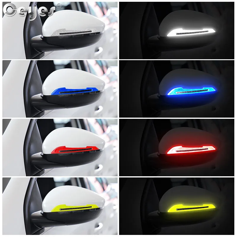Reflective Stickers 2pcs Car Sticker Carbon Fiber Truck Car Anti-scratch Rearview Mirror Night Warning Safety Decal Accessories