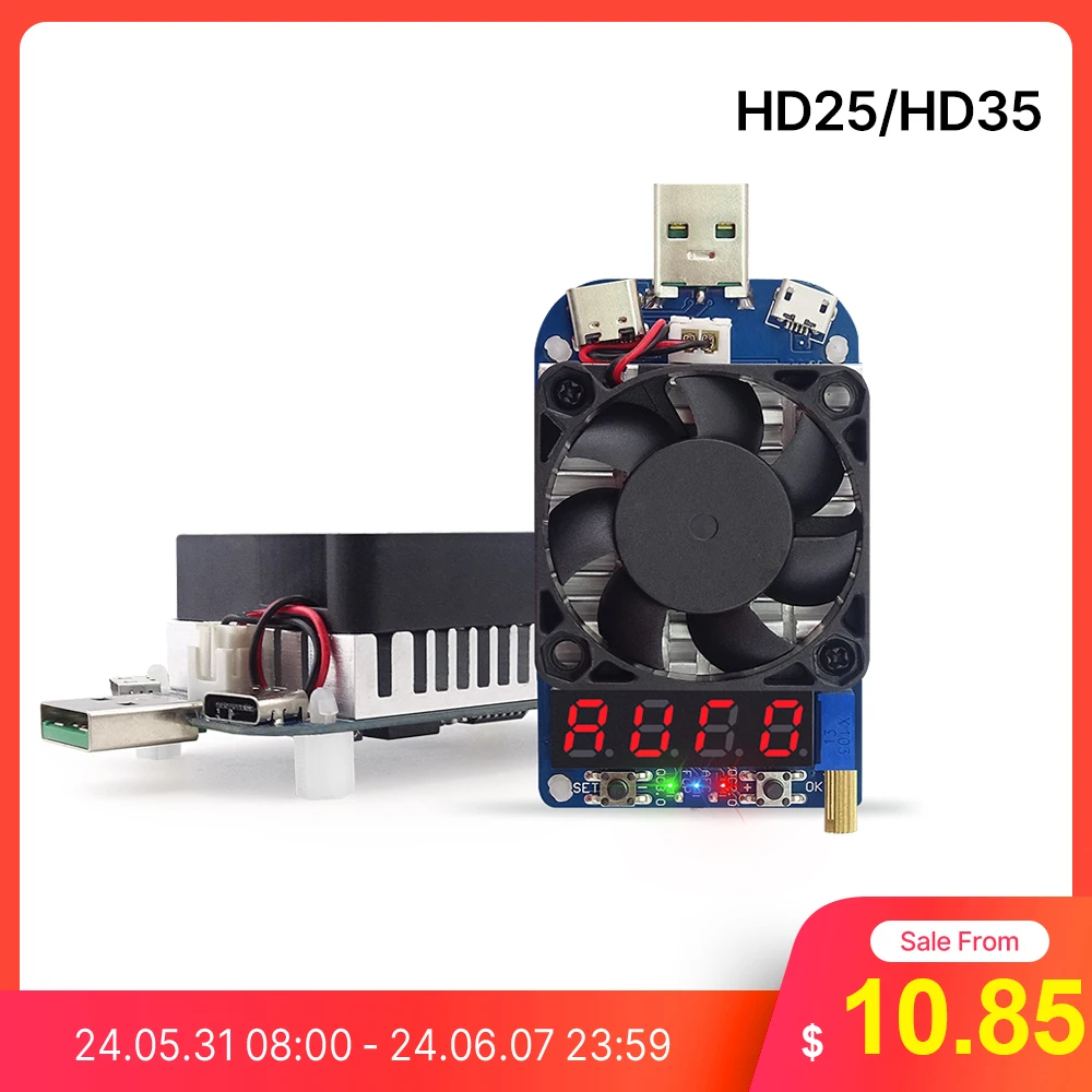 RD HD25 HD35 Trigger QC2.0 QC3.0 Electronic USB Load resistor Discharge battery test adjustable current voltage for meter 35w