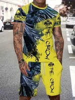 New Lion King 3D Printed Short Sleeve T-shirt Shorts 2 Piece Summer Men's Fashion Street Fashion Short Sleeve Suit Casual 2