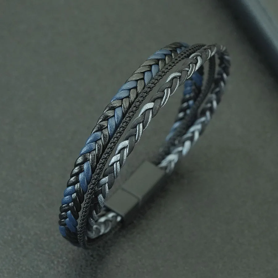 Handmade Braided Leather Men Bracelet