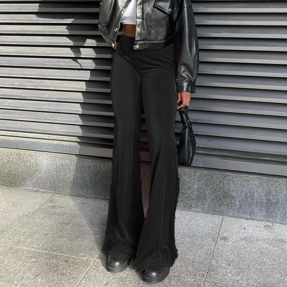 

Women Pants Fashion Solid Color Slim Fit Flared Hem Pants Streetwear Hip Hop Long Trousers for women pantalones de mujer
