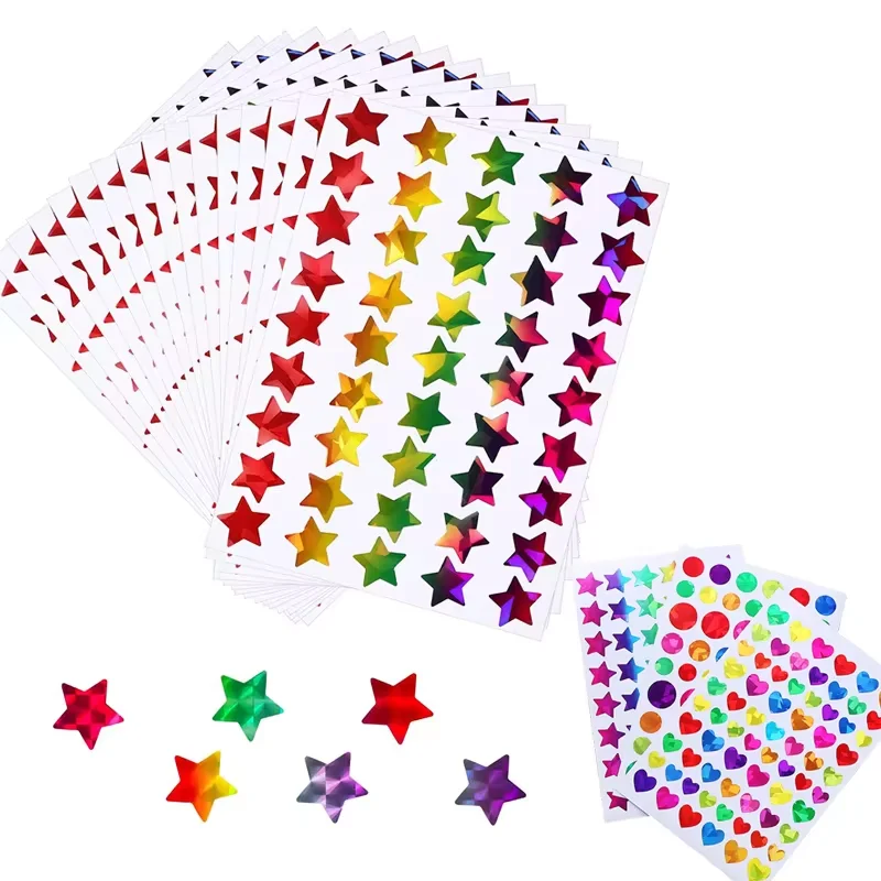Lot De 500 Autocollants Multicolores éblouissants En Forme D'étoiles Pour Récompenses D'enfants, Autocollants Métalliques à Paillettes De 2,5 Cm, Autocollants D'étoiles Scintillantes Pour Récompenses