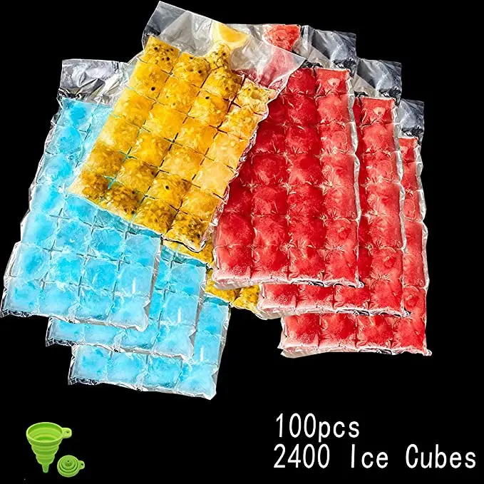 Disposable Ice Cube Bags,Ice Cube Mold Trays (100pcs/2400 Ice Cubes)