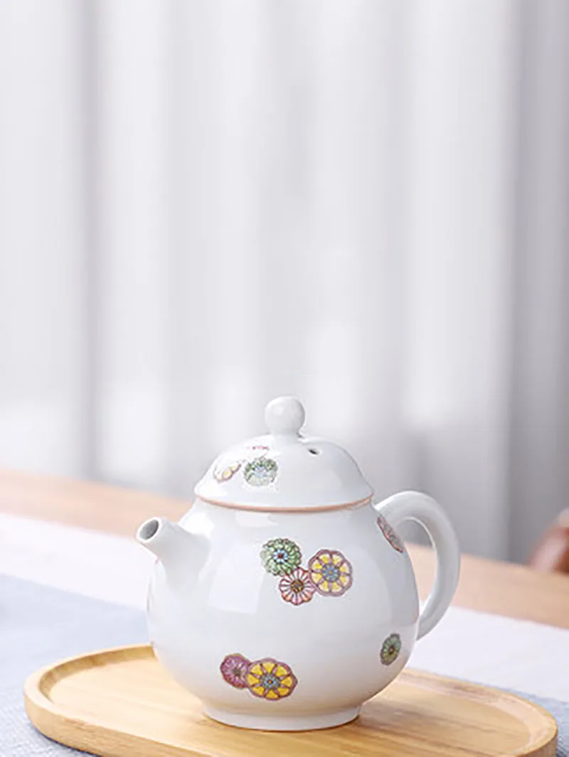 Chinese Traditional Ceramic Infuser Teapot, Porcelain Tea Pot, Beauty Kettle, Office Supplies, Household Tea Ceremony Gifts, 220