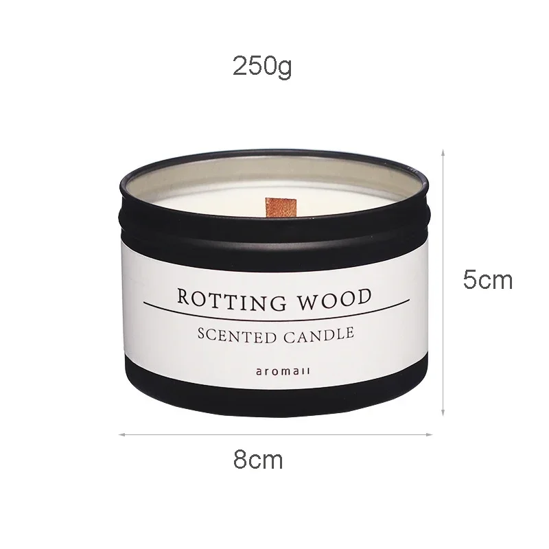 Black Tin Scented Candle - Luxury Aromatherapy Soy Candle Black Tin Can Scented Aromatic Candles Wooden Wick Candle Jars with Lid Classic Home Decorative Candles Citronella 7