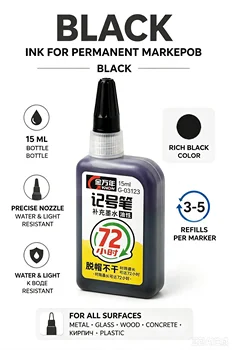 Inchiostro di ricarica per pennarelli a 4 colori da 15 ml, oleoso, ad asciugatura rapida, impermeabile e non sbiadisce, inchiostro per pennarelli non cancellabile, durata di 72 ore.