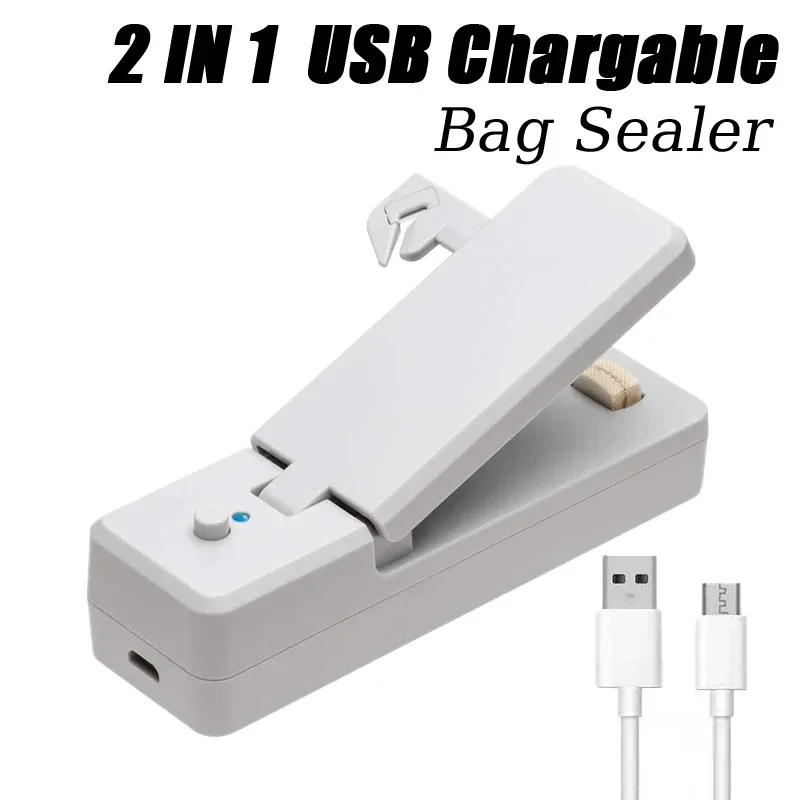 

2 In 1 USB Mini Magnetic Bag Sealer Opener Rechargeable Portable Food Snack Sealing Packaging Machine Kitchen Bag Heat Sealer