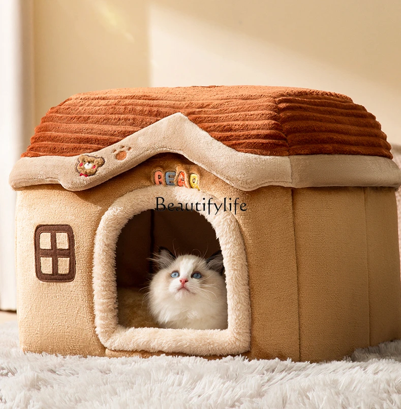 

Cat Nest Winter Warm Four Seasons Universal House Castle Villa Closed Cat Supplies