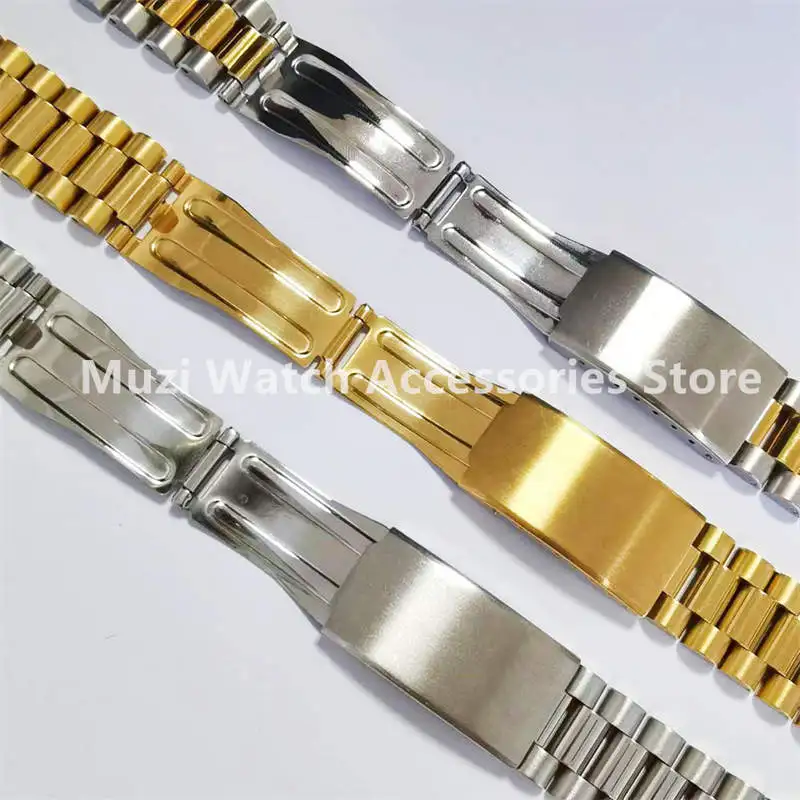 19 20 21mm Curved End Solid Bracelet Stainless Steel Watch Strap