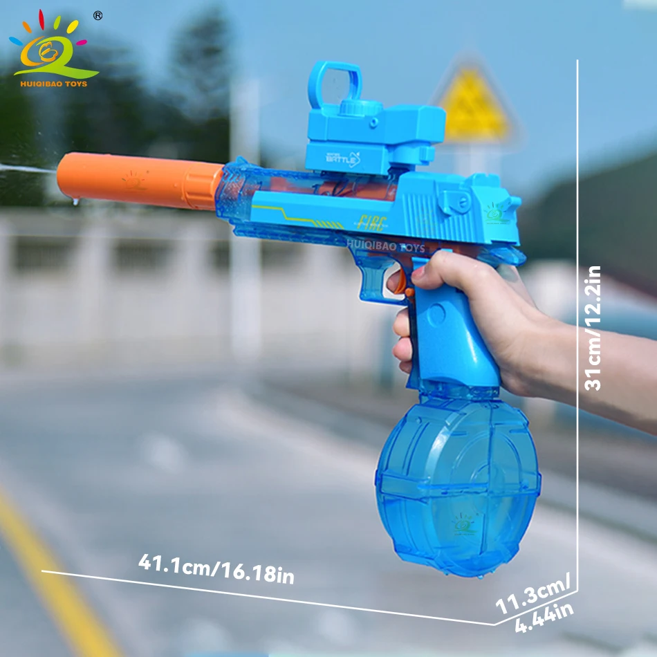 HUIQIBAO Electric Linkage Desert Eagle Water Gun Summer Outdoor Fantasy Fight Firing Shooting Game Toys Children Adult Gifts